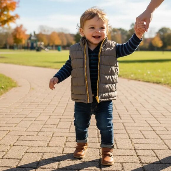 Old Navy Gray Quilted Fleece-Lined Vest 6-12 Months - Picture 1 of 8